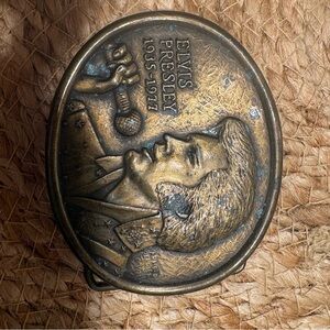 Elvis Presley Commemorative Brass Belt Buckle - Gold Tone
